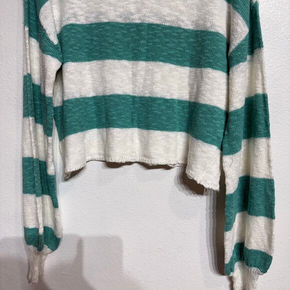 Beach Riot Green Striped Ava Waterfall Oversized Sweater Sz S - Picture 4 of 13